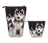 BHHJKK Khiry 11503 Trousse à crayons télescopique avec motif d'arbre de l'Afrique - Trousse à crayons rétractable pour bureau, 17,8 x 14,5 cm, Adorable Huskies, Taille unique, Trousses à crayons