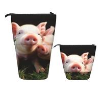 BHHJKK Khiry 11503 Trousse à crayons télescopique avec motif de cochon mignon pour bureau - Organiseur de bureau - Trousse à crayons rétractable pour le travail - 17,8 x 14,5 cm, Joli cochon, Taille