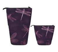 BHHJKK Khiry - Trousse à crayons télescopique avec fleur violette et papillon pour bureau, organiseur à crayons, trousse à crayons pour le travail, 7 x 14,5 cm, Libellule violet., Taille unique,