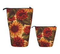 BHHJKK Khiry - Trousse à crayons télescopique avec fleur violette et papillon pour bureau, organiseur à crayons, trousse à crayons pour le travail, 7 x 14,5 cm, Tournesol rouge, Taille unique,