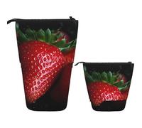 BHHJKK Khiry - Trousse à crayons télescopique avec fleur violette et papillon pour bureau, organiseur à crayons, trousse à crayons pour le travail, 7 x 14,5 cm, Fraise rouge, Taille unique, Trousses à