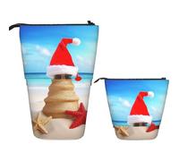 BHHJKK Khiry - Trousse à crayons télescopique motif lama avec lunettes, trousse de papeterie pour bureau, organiseur, trousse à crayons rétractable, pour le travail, 7 x 14,5 cm, Merry Christmas