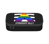 BHHJKK LGBTQ Trousse à crayons de grande capacité Motif drapeau de l'allié gay hétéro pour femme homme adulte, Comme indiqué sur la photo, Taille unique, Trousses à crayons