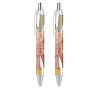 BHHJKK Lot de 2 stylos à bille noirs rétractables à encre gel lisse 0,5 pointe fine pour l'école, le bureau, les personnes de différentes cultures
