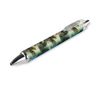 BHHJKK Lot de 2 stylos à bille noirs rétractables à encre gel lisse à pointe fine de 0,5 pour l'école, le bureau, motif plumes de paon