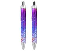 BHHJKK Lot de 2 stylos à bille noirs rétractables à encre gel lisse à pointe fine de 0,5 pour l'école, le bureau, la lumière bleue, jaune et motif floral