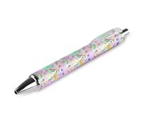 BHHJKK Lot de 2 stylos à bille noirs rétractables à encre gel lisse à pointe fine de 0,5 pour l'école, le bureau, motif licorne arc-en-ciel