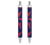 BHHJKK Lot de 2 stylos à bille rétractables à encre bleue avec homard rouge pour homme et femme