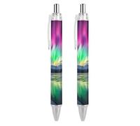 BHHJKK Lot de 2 stylos à bille rétractables rouges et verts, pointe fine de 0,5 mm, séchage rapide, écriture lisse