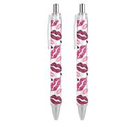 BHHJKK Lot de 4 stylos à bille noirs rétractables à encre gel lisse à pointe fine de 0,5 pour l'école, le bureau, motif peau de léopard sur les lèvres