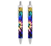BHHJKK Lot de 4 stylos à bille noirs rétractables à encre gel lisse à pointe fine de 0,5 pour l'école et le bureau Motif Tie Dye