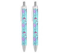 BHHJKK Lot de 4 stylos à bille noirs rétractables à encre gel lisse à pointe fine de 0,5 pour l'école, le bureau, motif vie marine