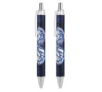 BHHJKK Lot de 4 stylos à bille noirs rétractables à encre gel lisse à pointe fine de 0,5 pour l'école, le bureau, l'univers, ciel étoilé avec motif papillon