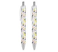 BHHJKK Lot de 4 stylos à bille rétractables à encre gel à pointe fine (0,5 mm) avec motif âne et fleurs