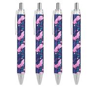 BHHJKK Lot de 4 stylos à bille rétractables à encre gel à pointe fine (0,5 mm) avec motif axolotl