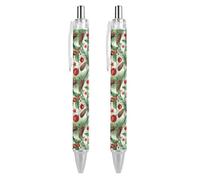 BHHJKK Lot de 4 stylos à bille rétractables à encre gel noire à pointe fine (0,5 mm) avec motif houx et baies de Noël