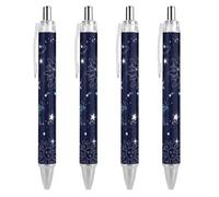 BHHJKK Lot de 4 stylos à bille rétractables à encre noire - Stylos d'écriture Zodiac Space Galaxy - Stylo à bille de 0,5 mm - Stylos cadeau pour employés de bureau, enseignants
