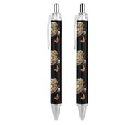BHHJKK Lot de 4 stylos à bille rétractables de 0,5 mm, écriture lisse et prise en main douce pour fournitures de bureau Motif léopard et papillons