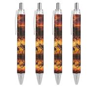 BHHJKK Lot de 4 stylos à bille rétractables de 0,5 mm pour écriture lisse et prise en main douce pour fournitures de bureau Motif girafes africaines