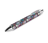 BHHJKK Lot de 4 stylos à bille rétractables en forme de guitare en forme de crâne de sucre, encre bleue, écriture lisse avec prise en main confortable, fournitures de bureau pour homme et femme