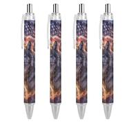 BHHJKK Lot de 4 stylos à bille rétractables motif aigle drapeau américain pour bureau, fournitures scolaires