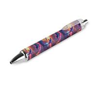 BHHJKK Lot de 4 stylos à bille rétractables noirs à motif dauphins coucher de soleil - Corps rond - Pointe fine de 0,5 mm