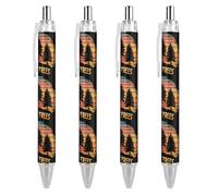 BHHJKK Lot de 4 stylos à bille rétractables noirs vintage avec corps rond et pointe fine 0,5 mm