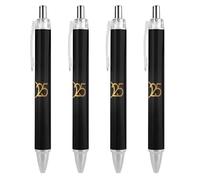 BHHJKK Lot de 4 stylos à bille rétractables portables à encre noire pour le bureau, fournitures de papeterie, cadeaux, inscription « Happy New Year 2025 »