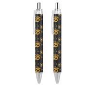 BHHJKK Lot de 4 stylos à bille rétractables portables à encre noire pour le bureau, fournitures de papeterie, cadeaux, inscription « Happy New Year 2025 »