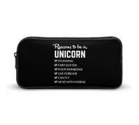BHHJKK Reasons to Be Unicorn Trousse à crayons drôle de grande capacité Pochette de rangement portable pour stylos, Comme indiqué sur la photo, Taille unique, Trousses à crayons