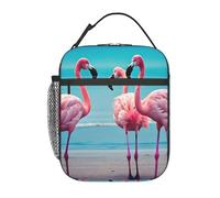 BHHJKK Sac à déjeuner isotherme réutilisable avec imprimé flamant rose sur la plage pour le travail, les voyages, les pique-niques, les vacances