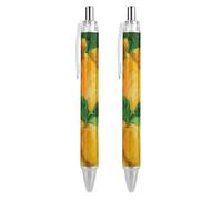 BHHJKK Stylo à bille noir rétractable à encre gel lisse avec pointe fine de 0,5 mm pour l'école, le bureau, motif de citrons sur une branche