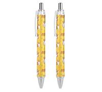 BHHJKK Stylo à bille rétractable portable avec motif chien jaune mignon - Stylo à bille à encre noire - Stylos de travail pour bureau, papeterie, cadeaux