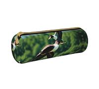 BHHJKK Trousse à crayons cascade et montagne en cuir synthétique ronde de petite capacité avec fermeture éclair, Canards sauvages volants, Taille unique, Trousses à crayons