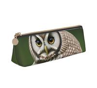 BHHJKK Trousse à crayons en cuir avec motif de chouette, petite et pratique à transporter, trousse à crayons triangulaire tendance pour femme, trousse de rangement multifonction à fermeture éclair