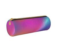 BHHJKK Trousse à crayons en cuir synthétique de vachette ronde de petite capacité avec fermeture éclair, Impression étoilée colorée, Taille unique, Trousses à crayons