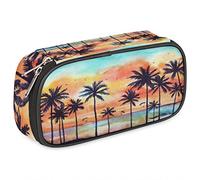 BHHJKK Trousse à crayons en forme de palmier de grande capacité avec fermeture éclair pour garçons et filles, motif océan, plage, enfants, boîte de rangement pour l'école, l'université, le bureau,