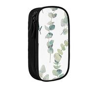 BHHJKK Trousse à crayons pliable avec compartiment à fermeture éclair et poignée - Motif feuilles d'eucalyptus - Grande capacité et robuste, Comme indiqué sur la photo, Taille unique, Trousses à