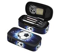 BHHJKK Trousse à crayons portable avec fermeture éclair pour adolescents, garçons et filles, fournitures de papeterie, sac multifonction pour le bureau et le bureau, Ballon de football bleu, Taille