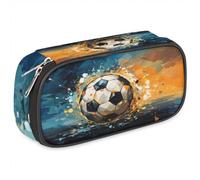 BHHJKK Trousse à crayons pour filles et garçons, trousse à crayons aquarelle de football pour enfants et adolescents avec fermeture éclair en cuir synthétique, organiseur à crayons d'école, trousse à