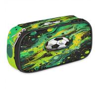BHHJKK Trousse à crayons pour filles et garçons, trousse à crayons aquarelle de football, trousse à crayons pour enfants et adolescents avec fermeture éclair en cuir synthétique, organiseur à crayons