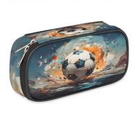 BHHJKK Trousse à crayons pour filles et garçons, trousse à crayons aquarelle de football, trousse à crayons pour enfants et adolescents avec fermeture éclair en cuir synthétique, organiseur à crayons