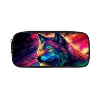 BHHJKK Trousse à crayons pour garçons pour la rentrée scolaire motif loup étoiles avec fermeture éclair durable pour anniversaire, Loup du ciel étoilé de feu, Taille unique, Trousses à crayons