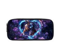 BHHJKK Trousse à crayons pour garçons pour la rentrée scolaire motif loup étoiles avec fermeture éclair durable pour anniversaire, Cheval 3D Rose Floral Cœur Imprimé Bleu, Taille unique, Trousses à