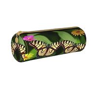 BHHJKK Trousse à crayons ronde en cuir synthétique avec fermeture éclair Motif pois noirs et blancs, jaune, Taille unique, Trousses à crayons