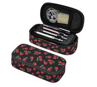 BHHJKK Trousse à crayons tropicale de grande capacité avec fermeture éclair pour garçons, étudiants, école, fournitures de bureau, Rouge cerise noire, Taille unique, Trousses à crayons