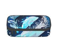 BHHJKK Trousse de rangement pour fournitures de bureau avec compartiment de grande capacité, motif baleine, bleu foncé, Comme indiqué sur la photo, Taille unique, Trousses à crayons