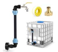 BHHTBB IBC Robinet Col de Cygne en Laiton S60 x 6, 3/4" pour Cuve 1000l, Adaptateur Cuve 1000l ibc, Longueur Totale 50cm avec Raccord Rapide et Embout de Tuyau Manchon