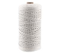 Bhina 1 Rouleau 200M x 2mm Macramé Naturel Coton Cordon Corde Macramé Beige Corde en Coton Ficelle de Coton Fil Macramé Macrame Corde Naturel pour Bricolage, Emballage Cadeau de Noël et Décoration