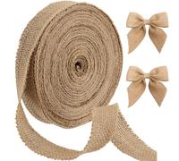 Bhina 1 Rouleau Ruban en Toile de Jute Naturel 2,5cm x 25M Vintage Hessian Roll Rouleau de Ruban de Jute Rouleau de Toile Décoratif pour Décorations de Mariage et Noël, Emballage Cadeau, Artisanat